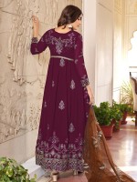 Plum Purple Faux Georgette Designer Salwar Kameez